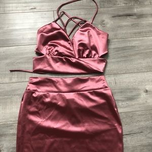 Two piece silky satin set